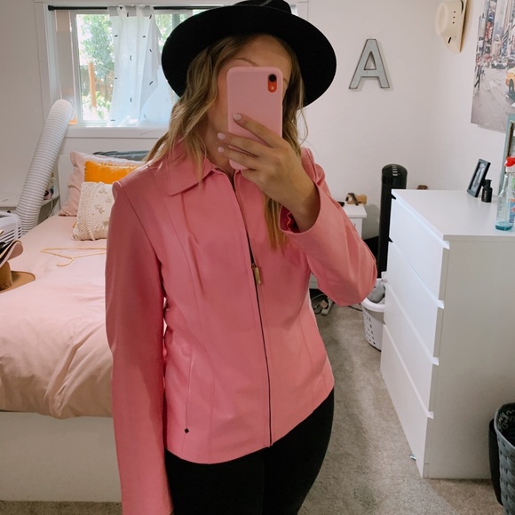 Black Rivet pink 100% leather zip up jacket - Picture 7 of 16